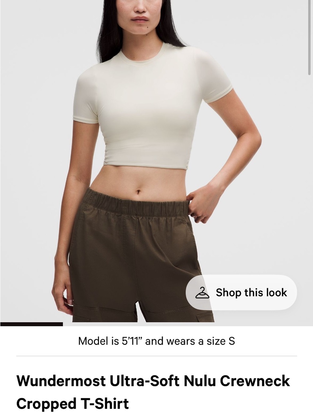 lululemon athletica Ultra-Soft Nulu Cropped Crewneck Tee — Cream